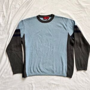 VTG Mossimo 90s mens long sleeve crew neck sweater blue grey color block sz L